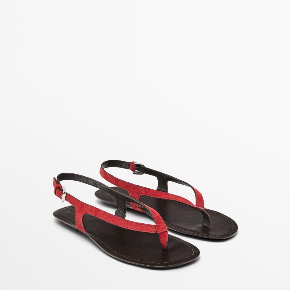 SPLIT SUEDE FLAT SANDALS